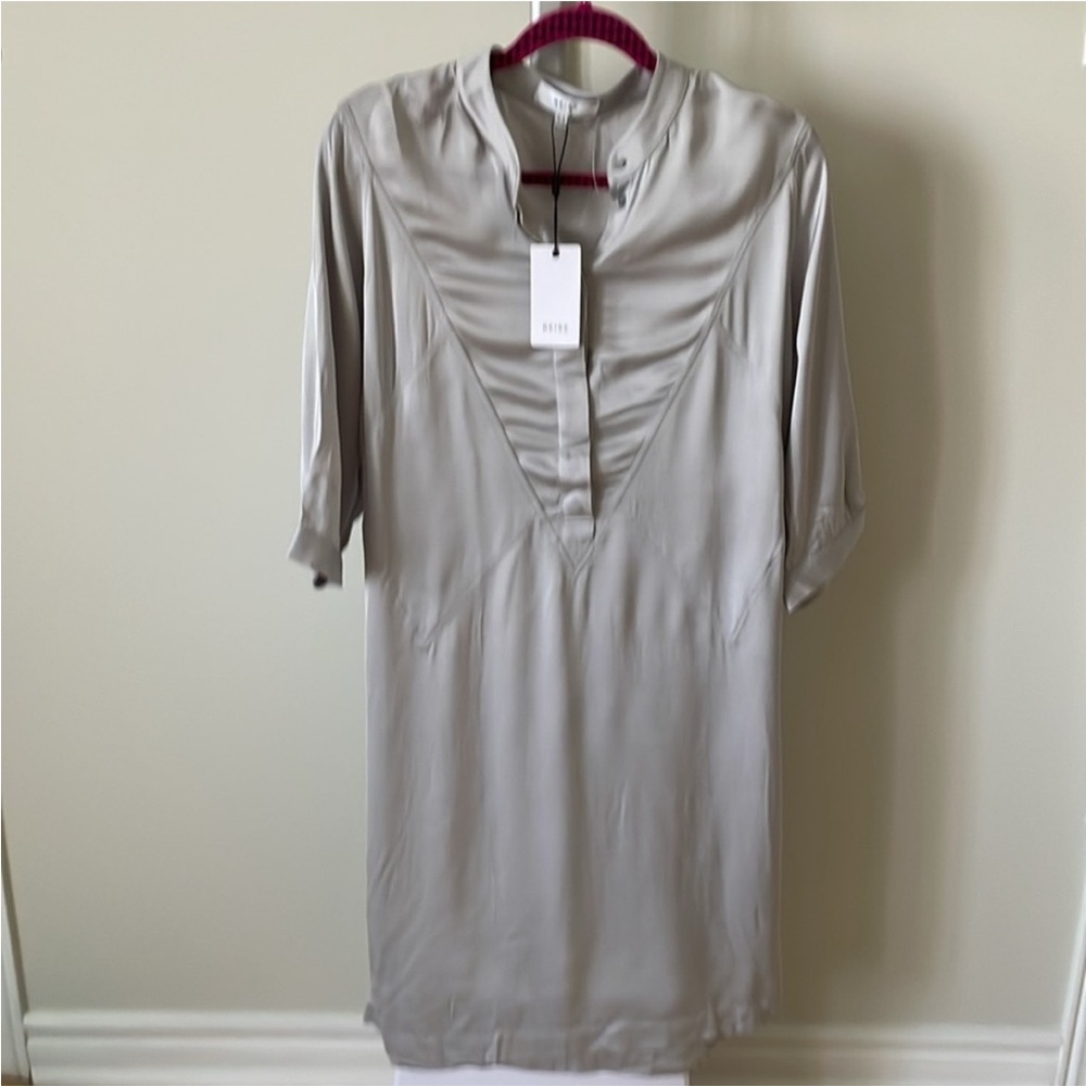 NWT REISS silver grey Mccarthy Shirt Dress, size US 6 - Picture 6 of 12